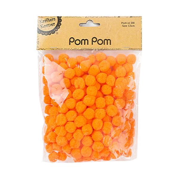PomPom  15mm Orange Pack 200